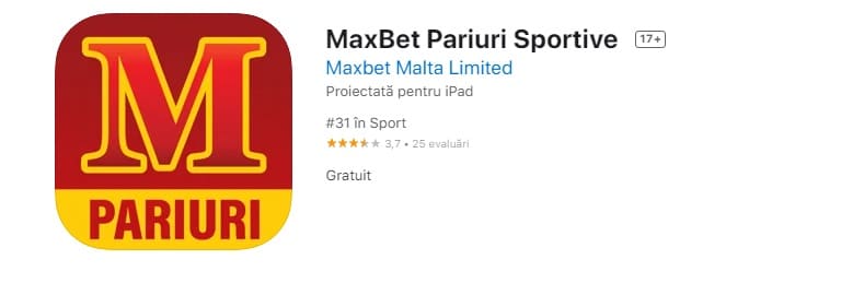 Aplicația MaxBet pentru iOS (MaxBet App)