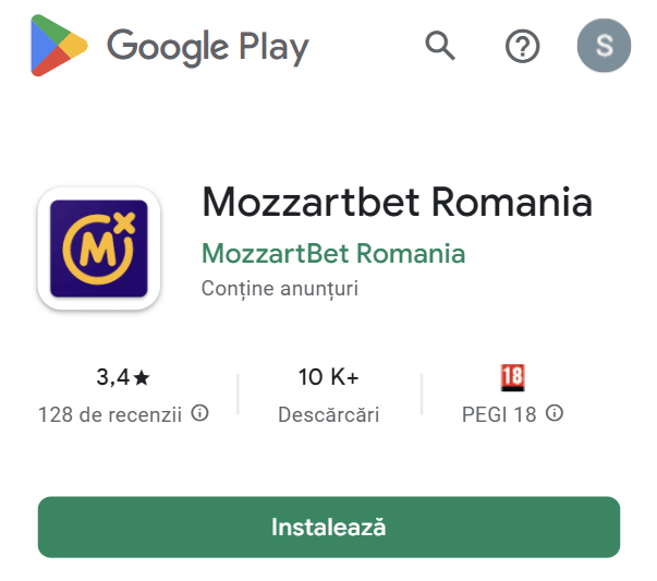 Mozzart Bet aplicatie pentru Android