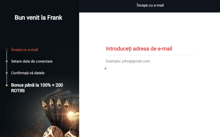 frank casino cont formular de inregistrare