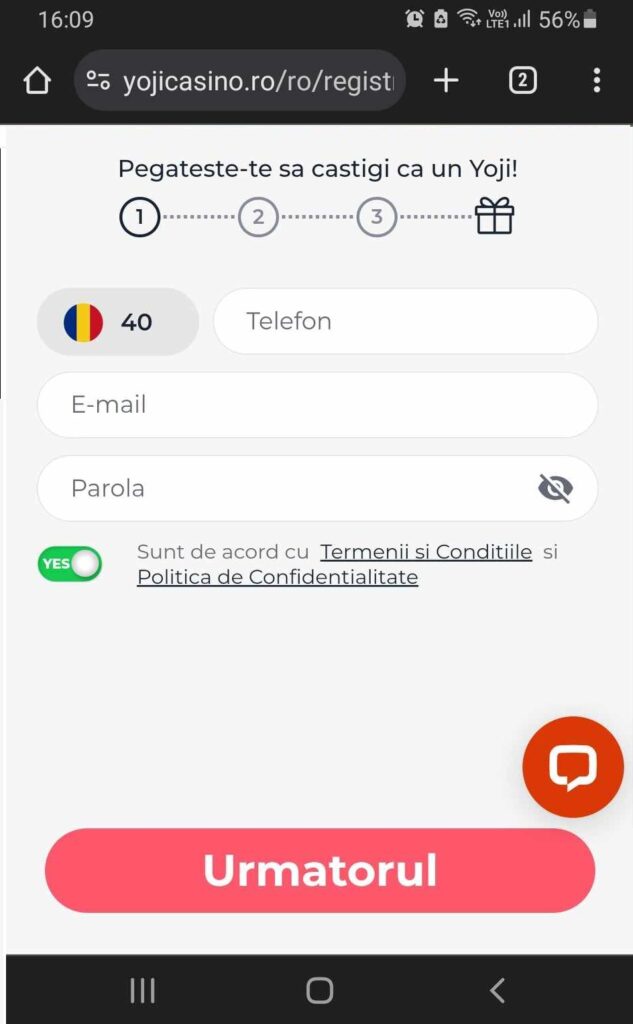 yoji inregistrare de pe telefonul mobil sau tableta pasul 1