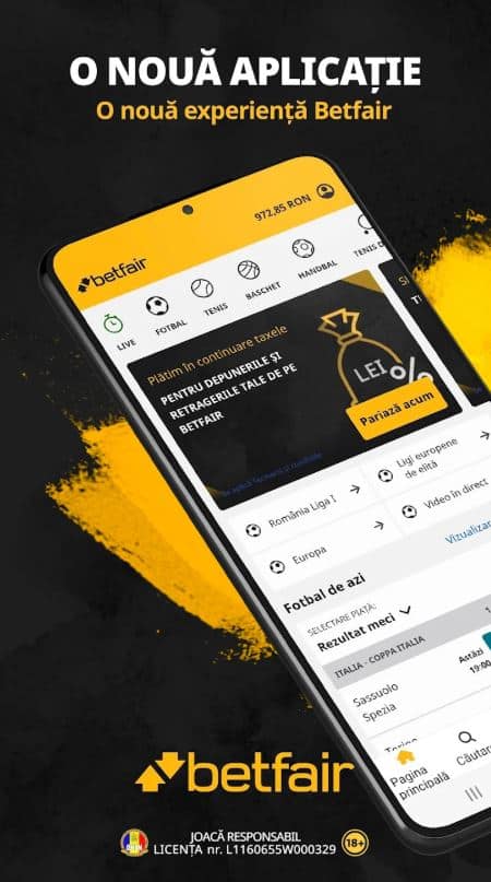 Aplicatie mobila Betfair