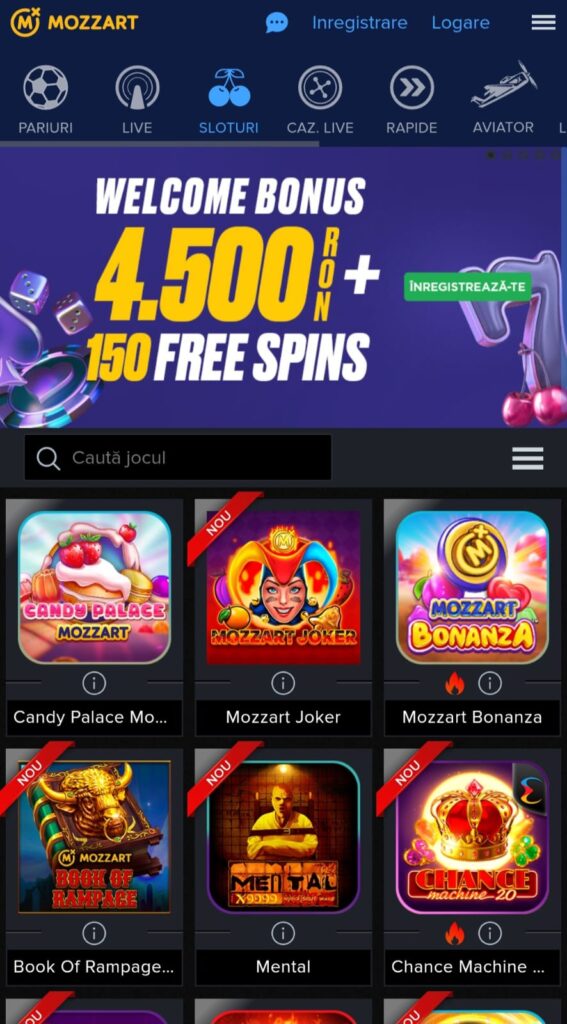 Oferta de joc Mozzart Casino